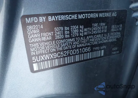 2015 BMW X3 xDrive28I from USA, damaged, VIN 5UXWX9C52F0D51066